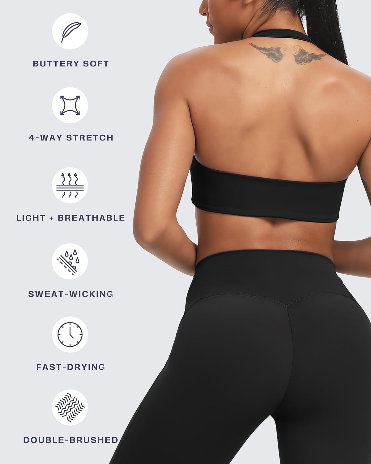 Aoxjox Women's Workout Sports Bras Fitness Taylor Scrunch Halter Bra Yoga Crop Tank - Image 4