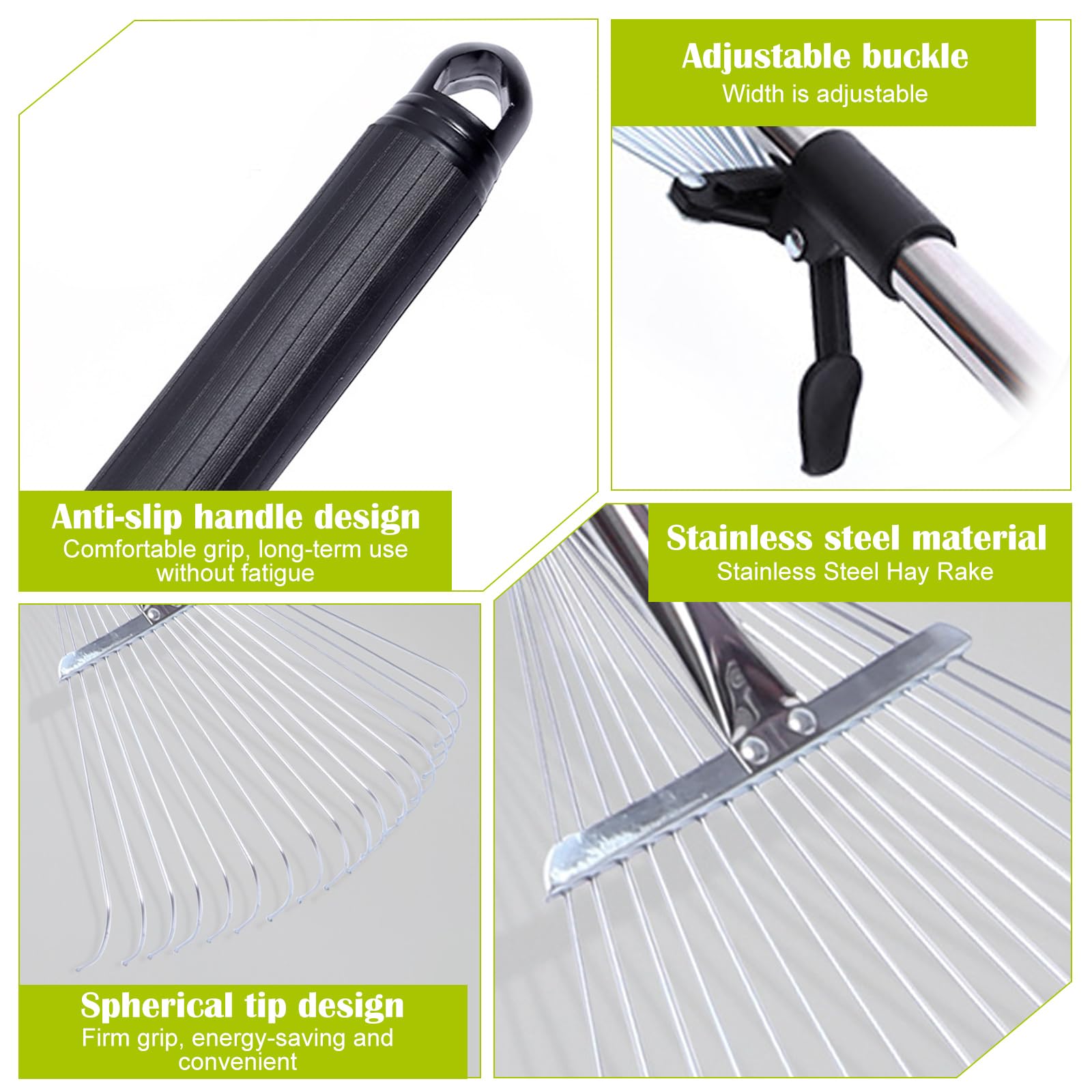 Rastrello Da Giardino Con Manico Regolabile Da 207Cm,18 Denti Rastrello Foglie Con Guanti,Rastrello Giardino,Rastrello Regolabile Con Manico,Scopa Da Giardino Per Foglie Per Giardinaggio,Prato,Cortile