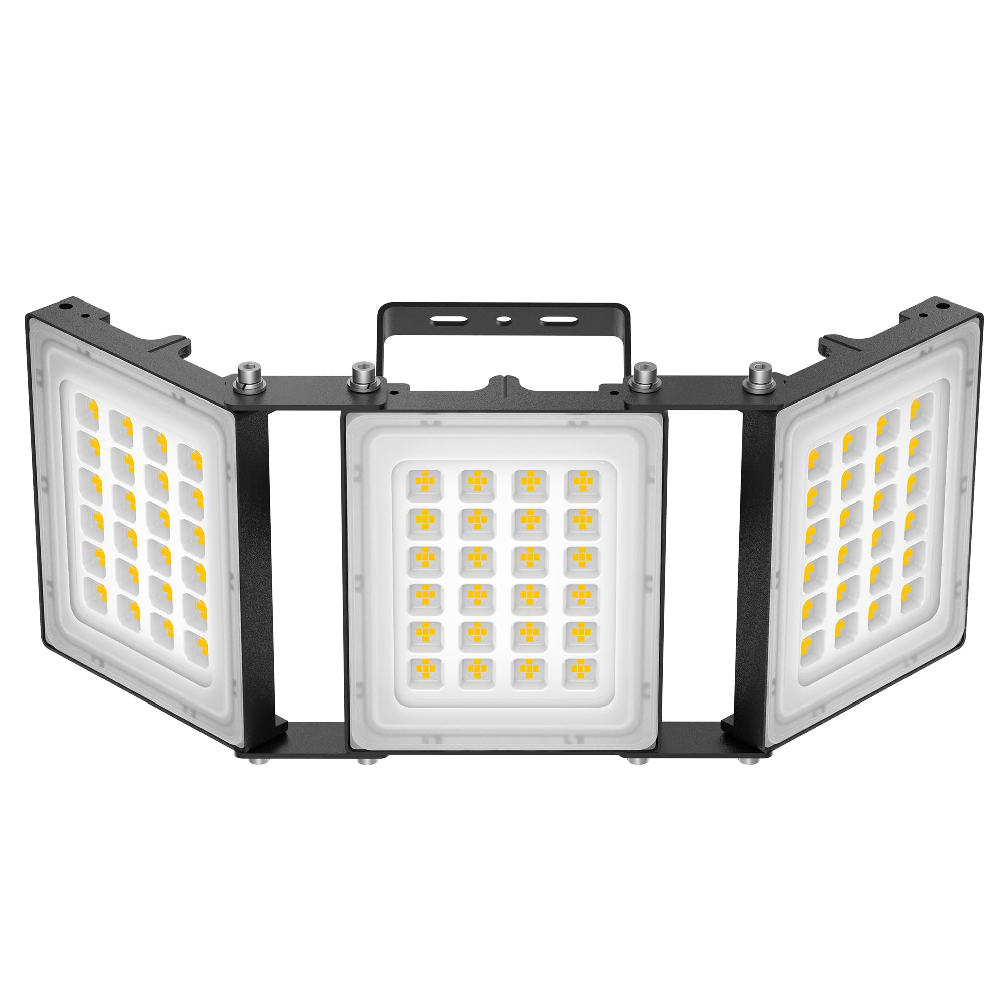 SOLLA-2025 Lite 300W LED Außenflutlicht, 30000LM, 6000K Tageslichtweiß IP66 Wasserdicht, 3 Köpfe Verstellbares Außen-Sicherheitsbeleuchtung für Parkplätze, Höfe, Baustelle-Schwarz