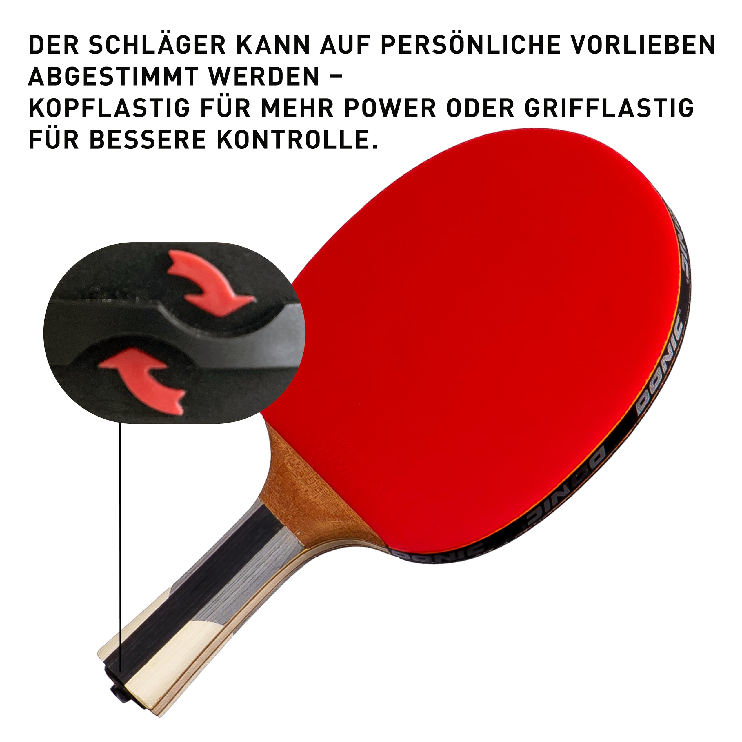 Donic-Schildkröt Rakieta do tenisa stołowego Waldner 900, uchwyt ABP, gąbka 2,1 mm, Alpha Slick - powłoka ITTF, 754893