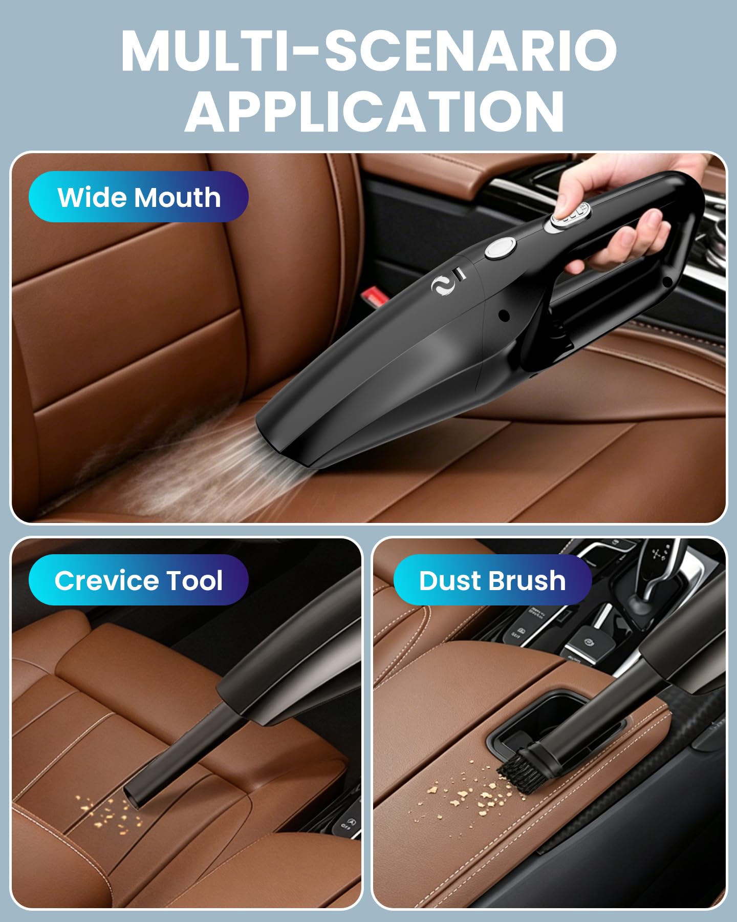 Aspirateur Voiture Puissant, Aspirateur à Main, Mini Aspirateur De Table avec Batterie Rechargeable, Aspirateurs sans Fil pour Homme Femme, pour Voiture, Poils d'animaux, Maison