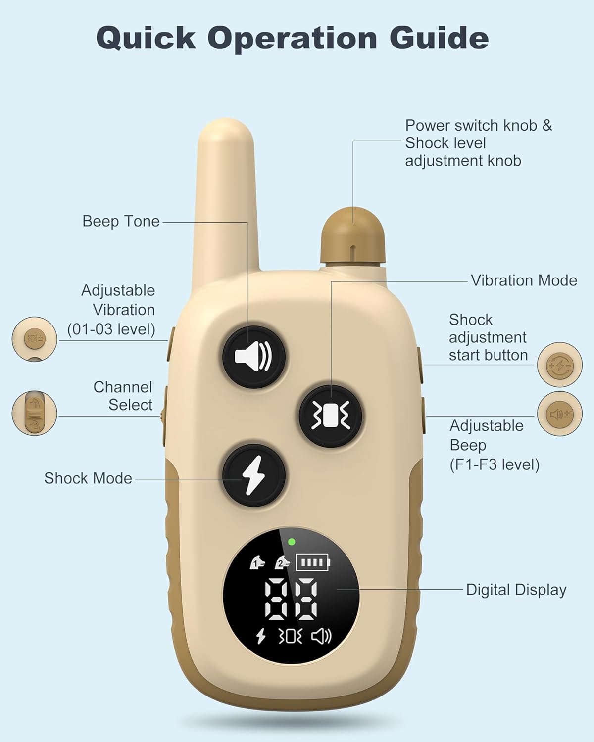 Jugbow Dog Shock Collar with Remote for Large Medium Small Dogs, Rechargeable Waterproof IPX8 E Collars with Beep (1-3) Vibration(1-3) Safe Static(0-99)