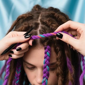 UEKPDM 1 Pack Dual-Ended Interlocking Loc Tool, Black Non-Slip Hair Retightening Needle for Dreadlocks Microlocs, Home DIY Salon Hair Styling & Maintenance Tool