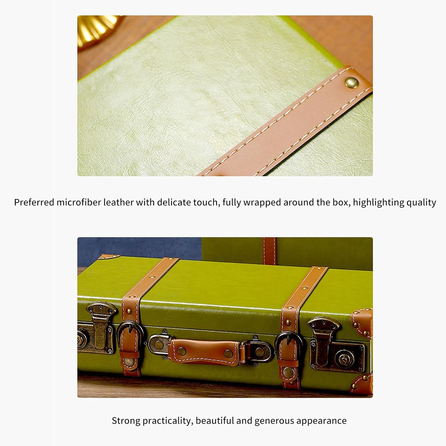 装飾レザーハンドル木製荷物ケース 映画小道具 ホームスタイリング ウェディングアクセサリー 木製ヴィンテージスーツケース アンティー