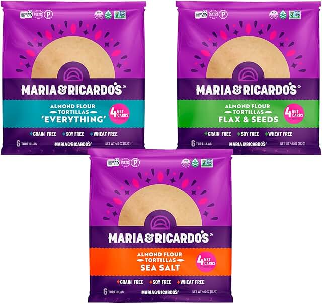 Maria & Ricardo's KETO Tortillas | Variety Pack | Low Carb | Grain Free ...