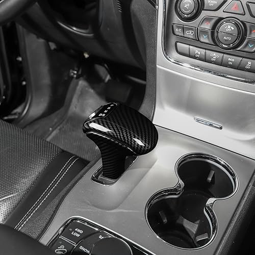 Miniatura 6 de RT-TCZ Cubierta decorativa de fibra de carbono para palanca de cambios, accesorios interiores compatibles con Jeep Grand Cherokee 2014-2015