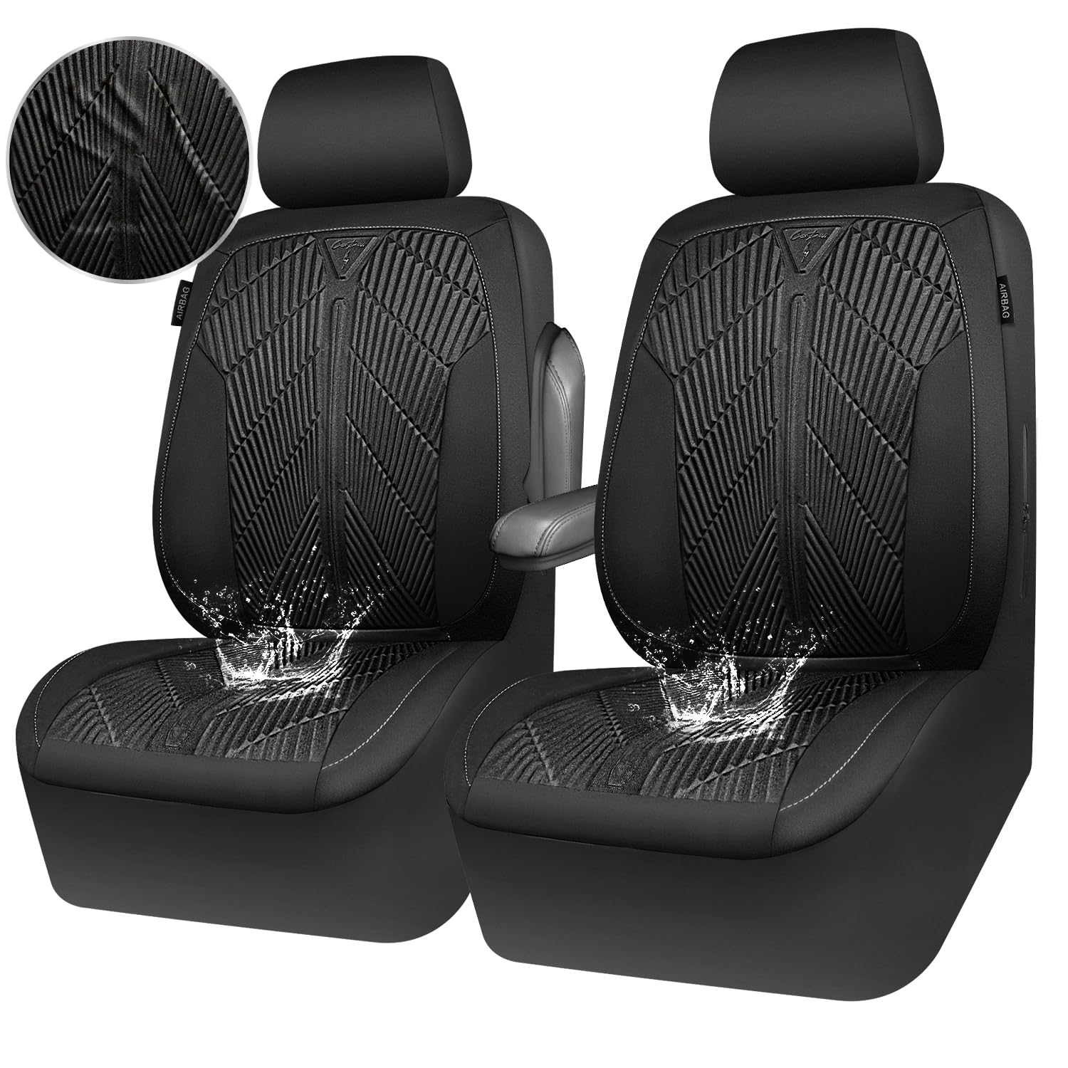 CAR PASS Waterproof Car seat covers Front Seats covers Neoprene Wetsuit All-Weather Non-Slip Durable Universal Fit for SUV — view 9