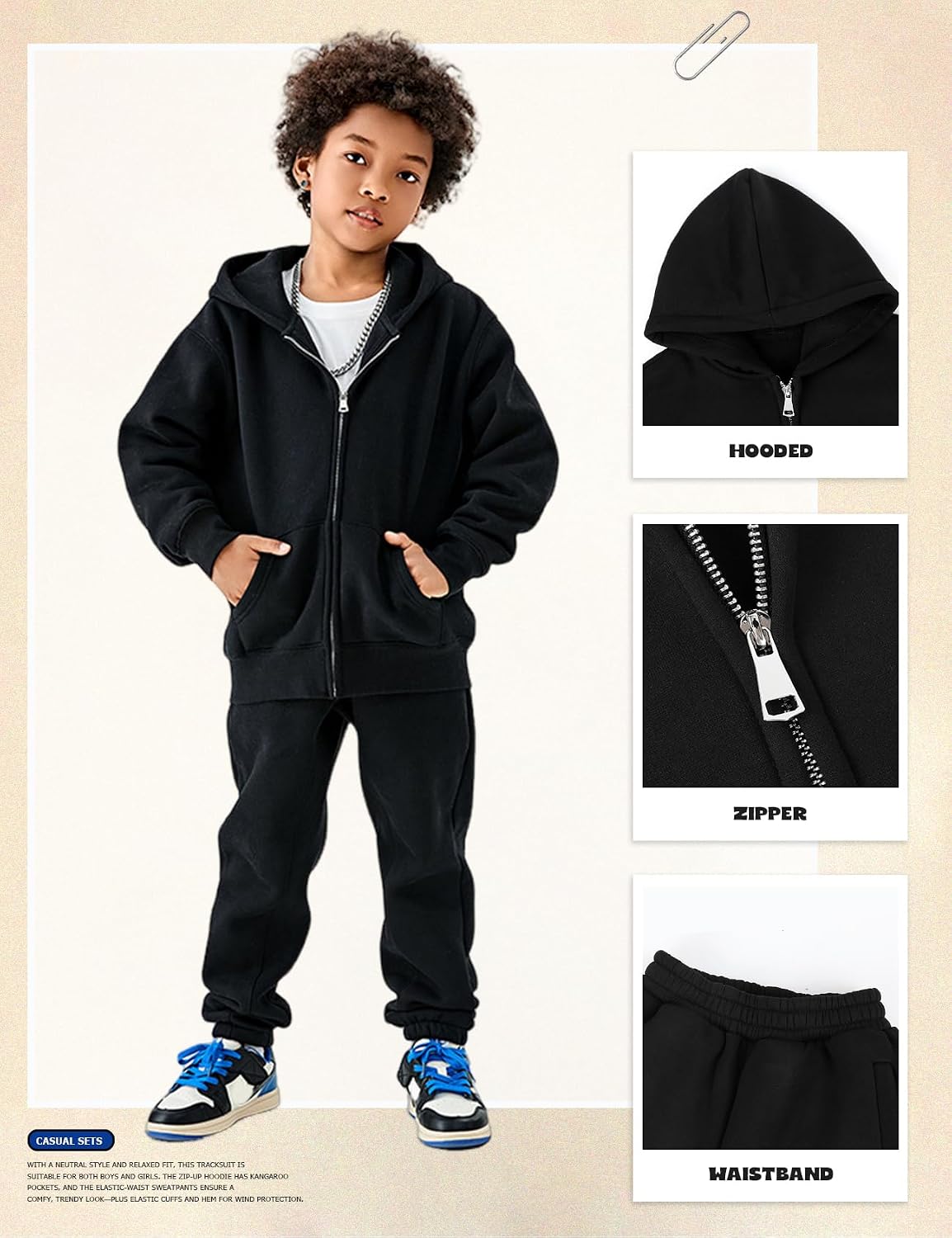 Wyeysyt Boys Sweatsuit Kids 2 Piece Fleece Outfits Hoodie Sweatshirt Jogger Sweatpants Tracksuit