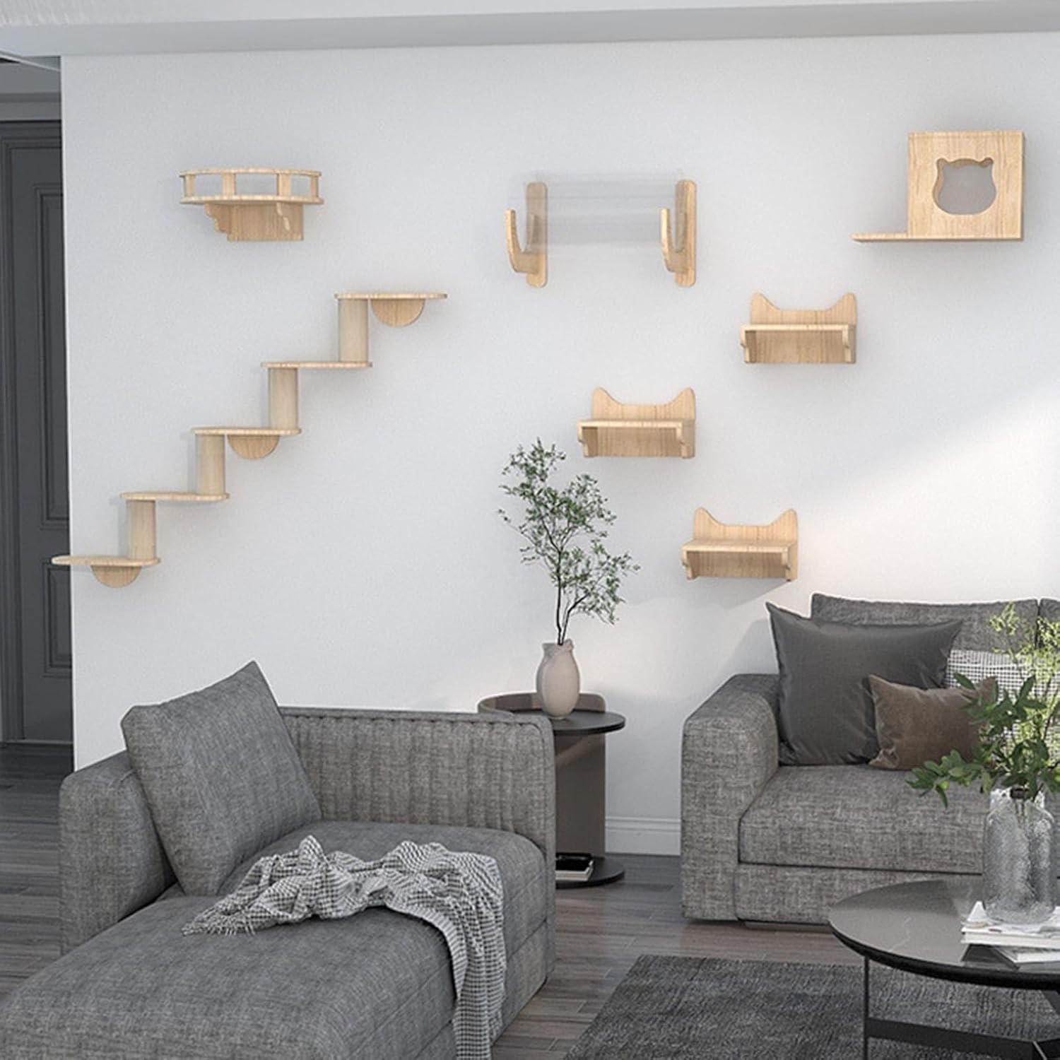 Wall Mounted Cat Furniture Cat Stairs for Wall can Bear 10-15kg Includes Bed Bridge Steps Tunnel