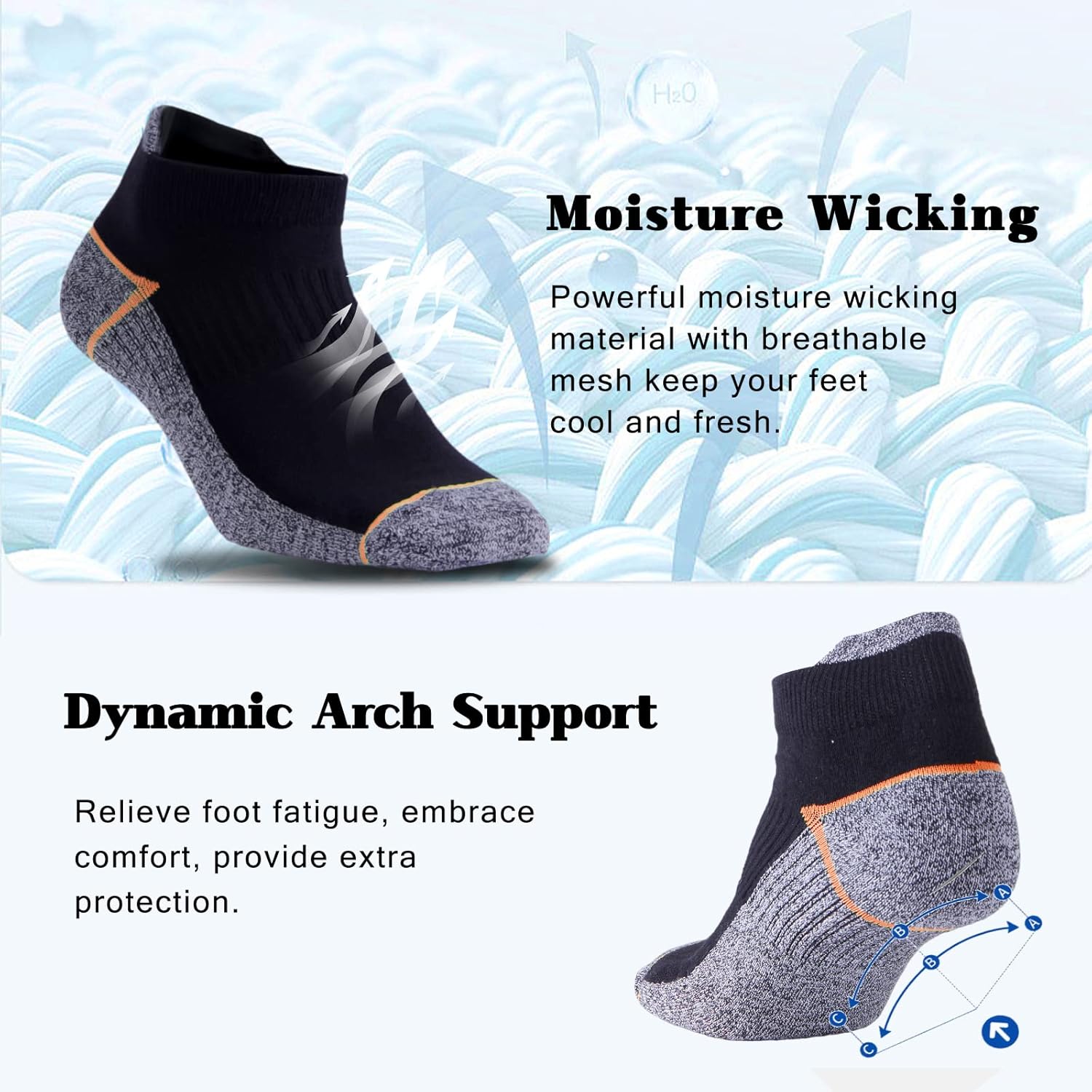 Kodal Copper Ankle Athletic Running Socks Moisture Wicking Odor Control for Sweaty Feet - Image 5