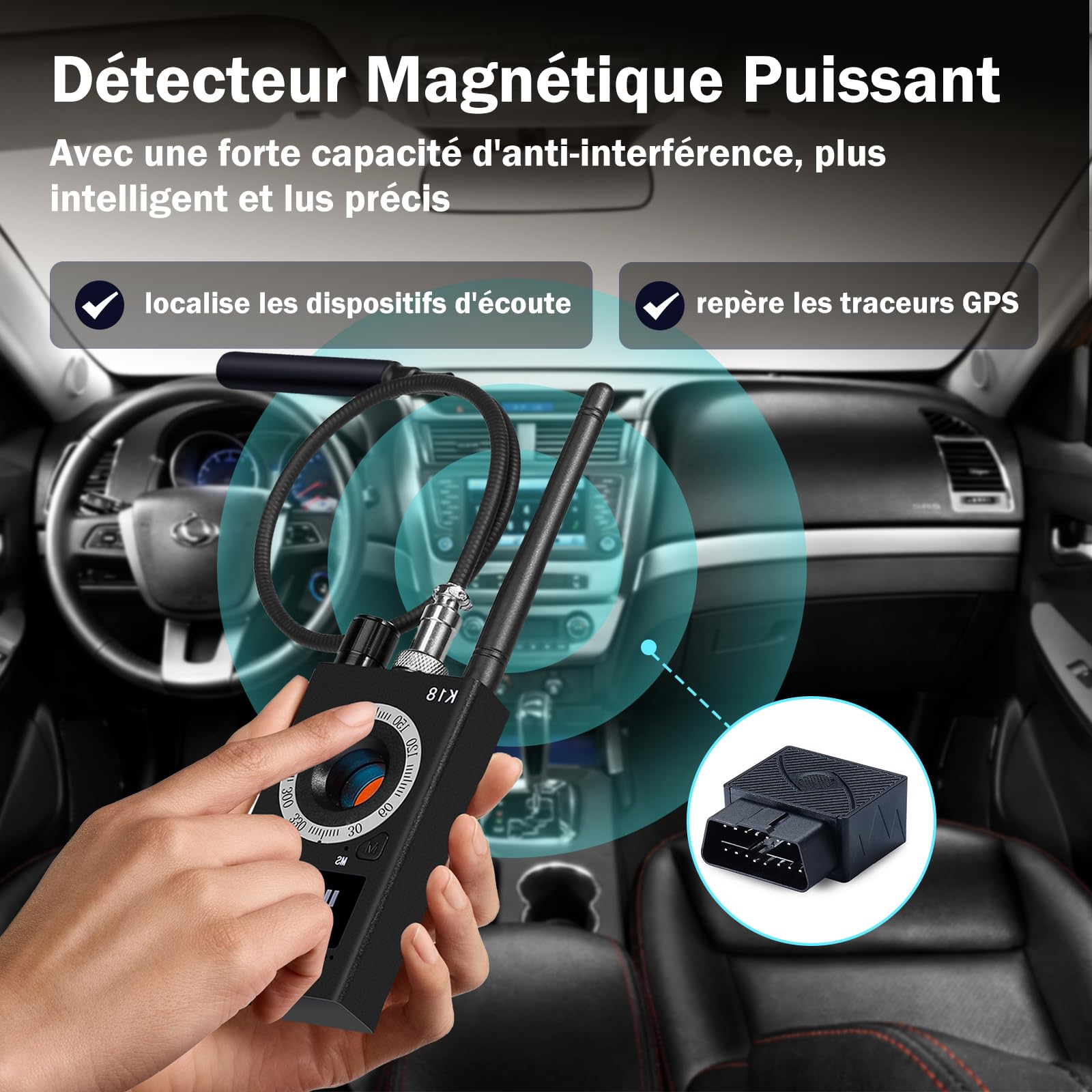 Micro Espion Détecteur, Bug Détecteur RF sans Fil, Détecteur de Micros GPS, Detecteur de Camera et Micro Espion, Détecteur de Bugs pour pour Bureau à Domicile Hôtel
