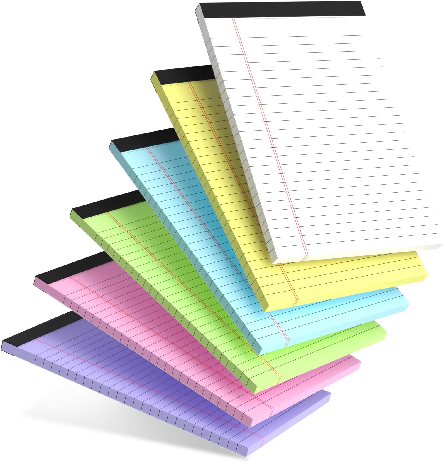 Small Note Pads 5x8" – 6 Vibrant Colors Notepad, College Ruled, 30 Sheets Each | Perfect for Work, School & Creative Notes!​ Legal Pads 5 x 8 Perforated Narrow Ruled Pads of Paper (Multicolor 6)