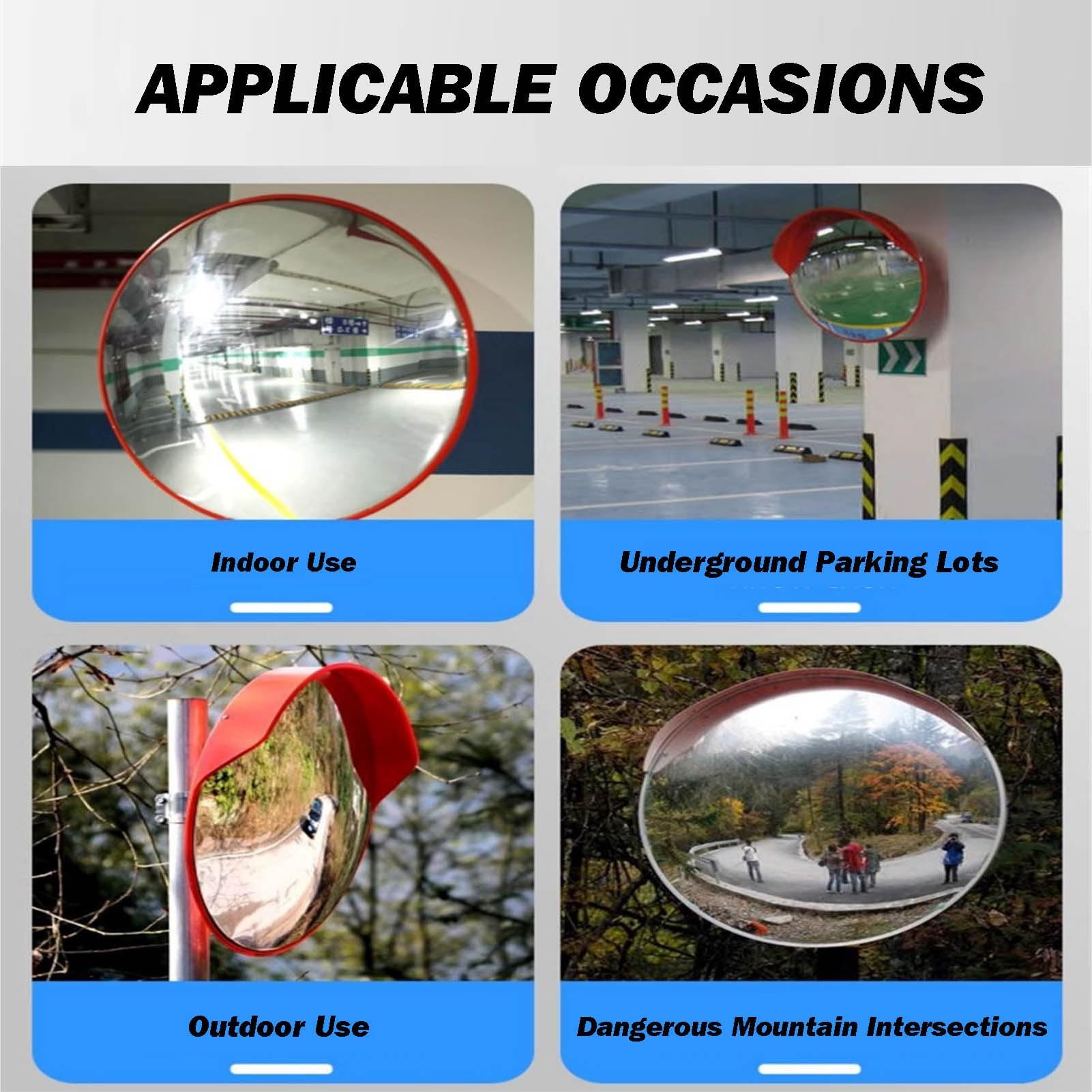 Specchio convesso - Rotondo di sicurezza grandangolare con copertura antiriflesso | Regolabile, adatto for camere da letto Copertura di sicurezza migliorata in magazzini, garage e angoli interni/esterni(60cm)