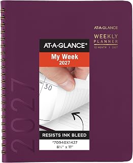 AT-A-GLANCE 2027 Appointment Book Planner, Weekly & Monthly, 8.25" x 11", Half-Hourly, Contemporary, Purple (70940X1427)