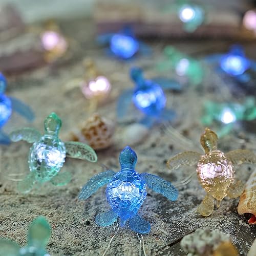 Vista 5 de JASHIKA- Sea Turtle Decorative Lights- Ocean Themed String Lights -10ft 30 LEDs-USB Plug-in -Battery Pack - Remote Control -Baby Shower- Bathroom