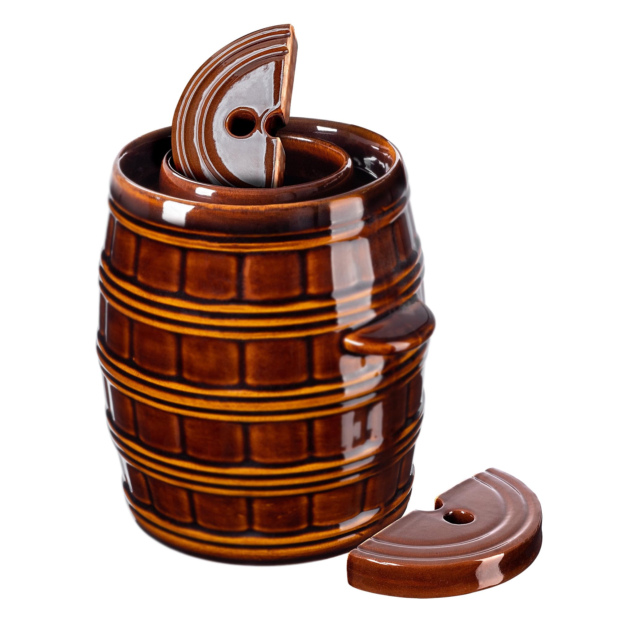 KADAX Pierre de lestage, poids de fermentation en faïence, 21 cm, fait à la main, poids pour pot à fermentation, pierre pour choucroute, kimchi, concombres salés (1,5 kg)