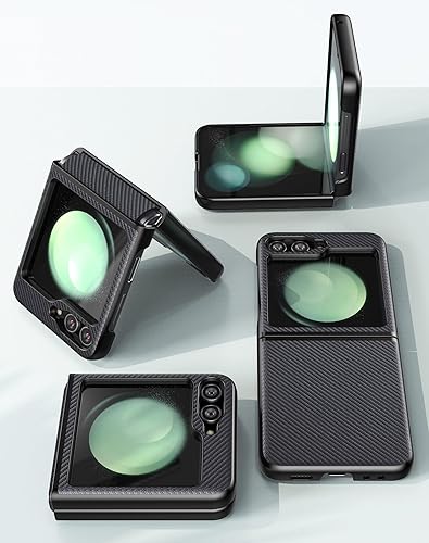 Miniatura 6 de Funda para Samsung Galaxy Z Flip 5 con protección de bisagra, piel sintética + cubierta dura de PC Funda protectora delgada para Galaxy Z Flip5 -