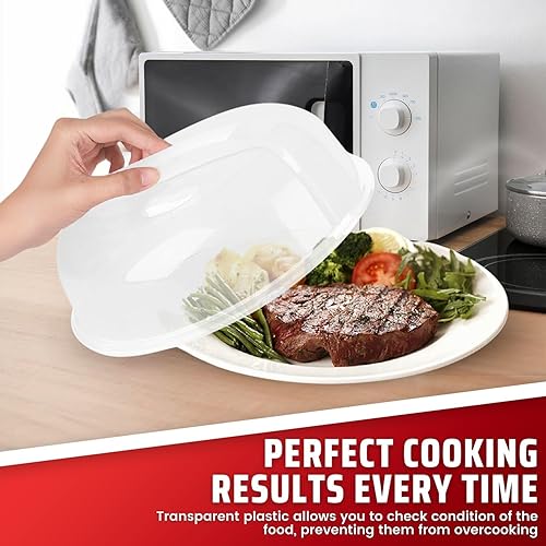 Miniatura 3 de Flexzion - Cubierta para placa de microondas con orificio de ventilación ajustable de vapor, tapa de plástico transparente antisalpicaduras (10.4in)