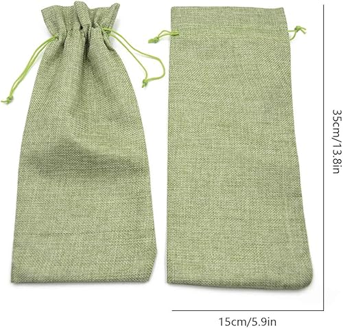 Miniatura 52 de 10 bolsas de regalo de vino de arpillera, con cordón, de lino, champán, bolsa para botella de vino, Navidad, boda, cumpleaños, fiesta, bolsas