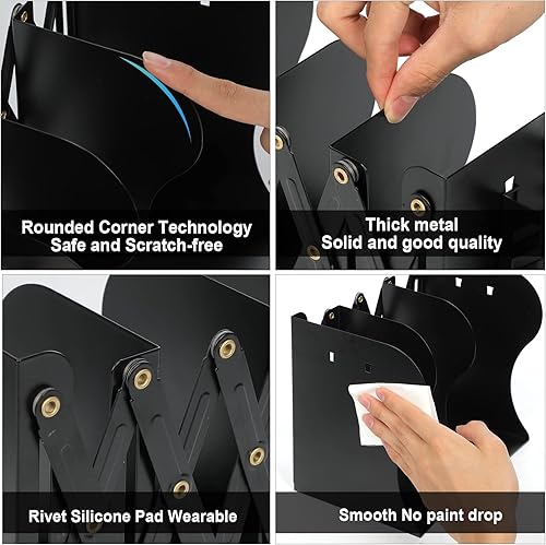 Miniatura 3 de Sujetalibros ajustables, organizador de libros de metal para escritorio, soportes grandes para niños, estantes, oficina, libros pesados, aula,