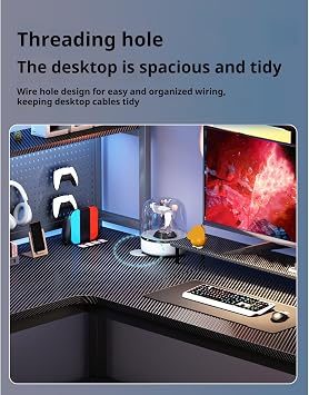 デスク L字型テーブル コーナーゲーミングコンピュータカーボンファイバー素材 テーブル 収納キャビネット付き ホームオフィス、ゲーミング、仕事、勉強に最適 ブラック 140*120cm