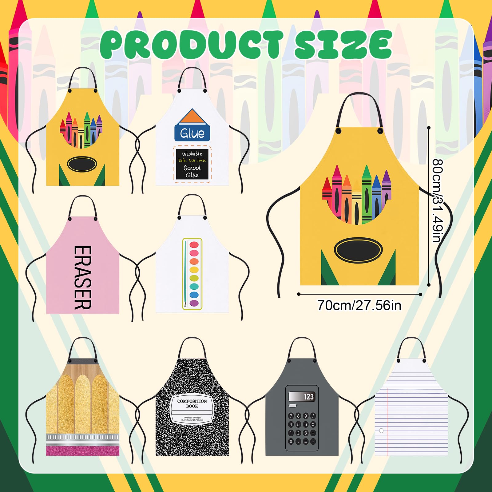 8 Pcs Group Halloween Costumes for Teachers Apron Costume for Fancy Dress Outfit Halloween Cosplay Dress up