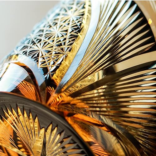 Miniatura 4 de JINZHI Vasos de cristal de estilo japonés de 8 onzas con diseño de rocas negras y ámbar grabadas para whisky y vodka con caja de regalo