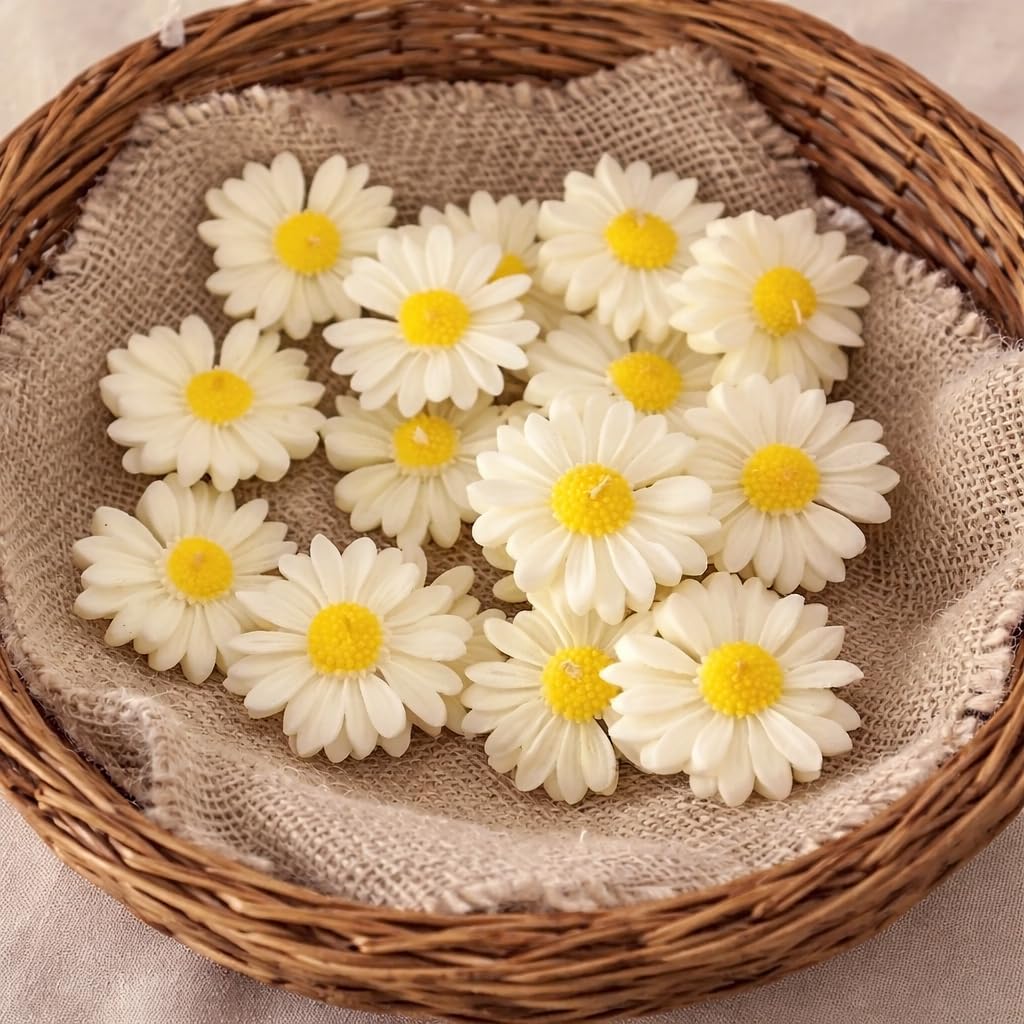 Scented Daisy Candle | Handcrafted Floral Soy Wax Candles | Decorative Design | Eco-Friendly | Ideal for Home Decor | Weddings | Gifts | Magical Shades | White and Yellow Flower Candle | Set of 6-image-26