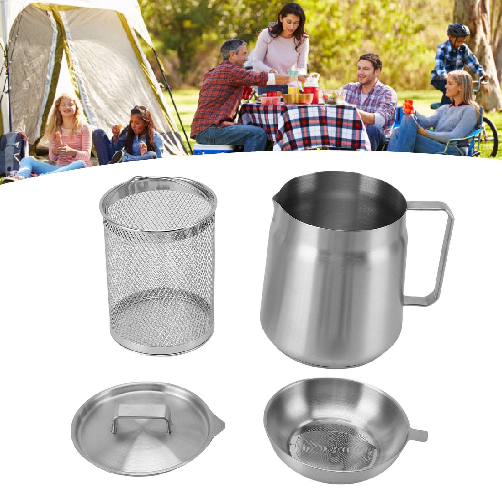 Bewinner Filtro Olio in Acciaio Inox 304 con Colino e Cestello per