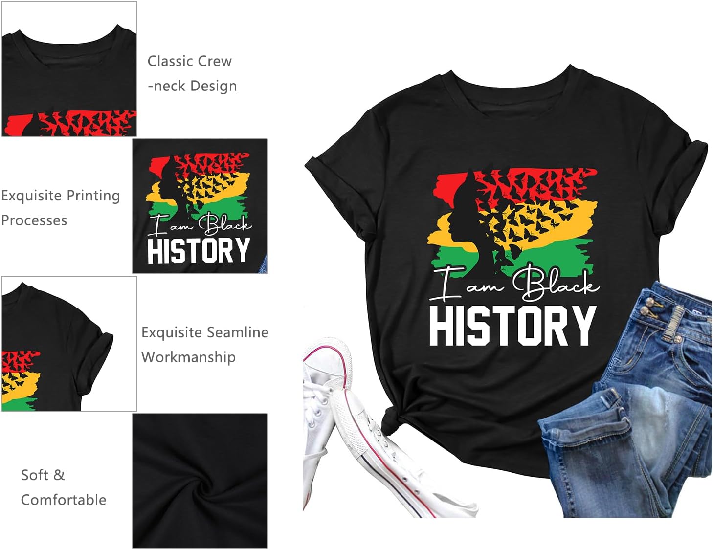 Black History T Shirts for Women Black History Month Shirts Funny I Am Black History Tees African American Tops - Image 5