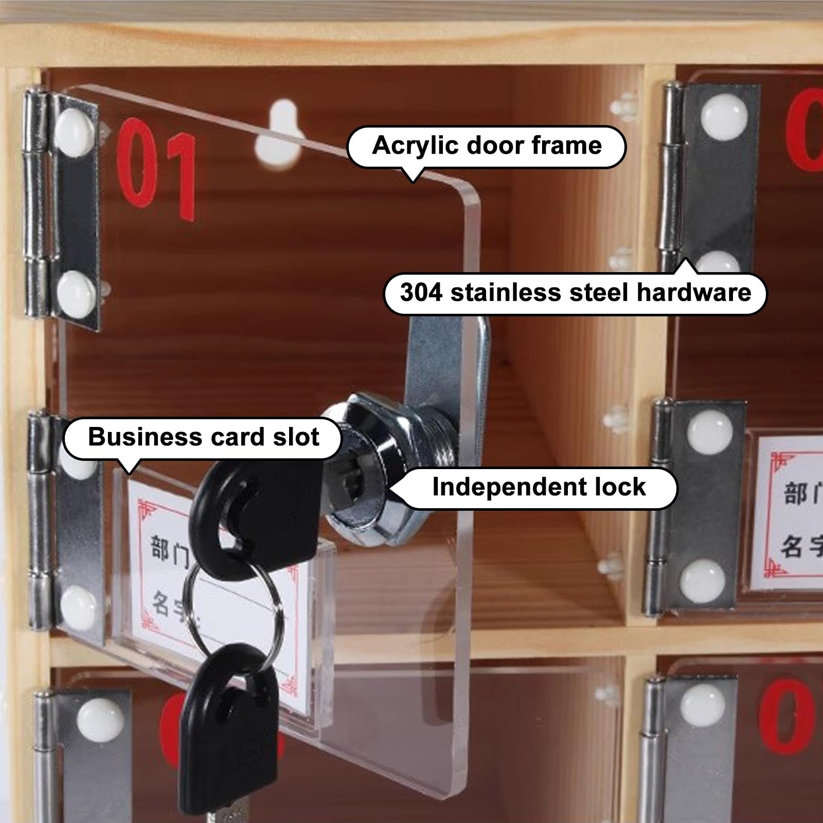 Armoire de rangement en bois pour téléphones portables, organiseur de bureau pour école et conférence Solution de rangement compacte (6 compartiments)