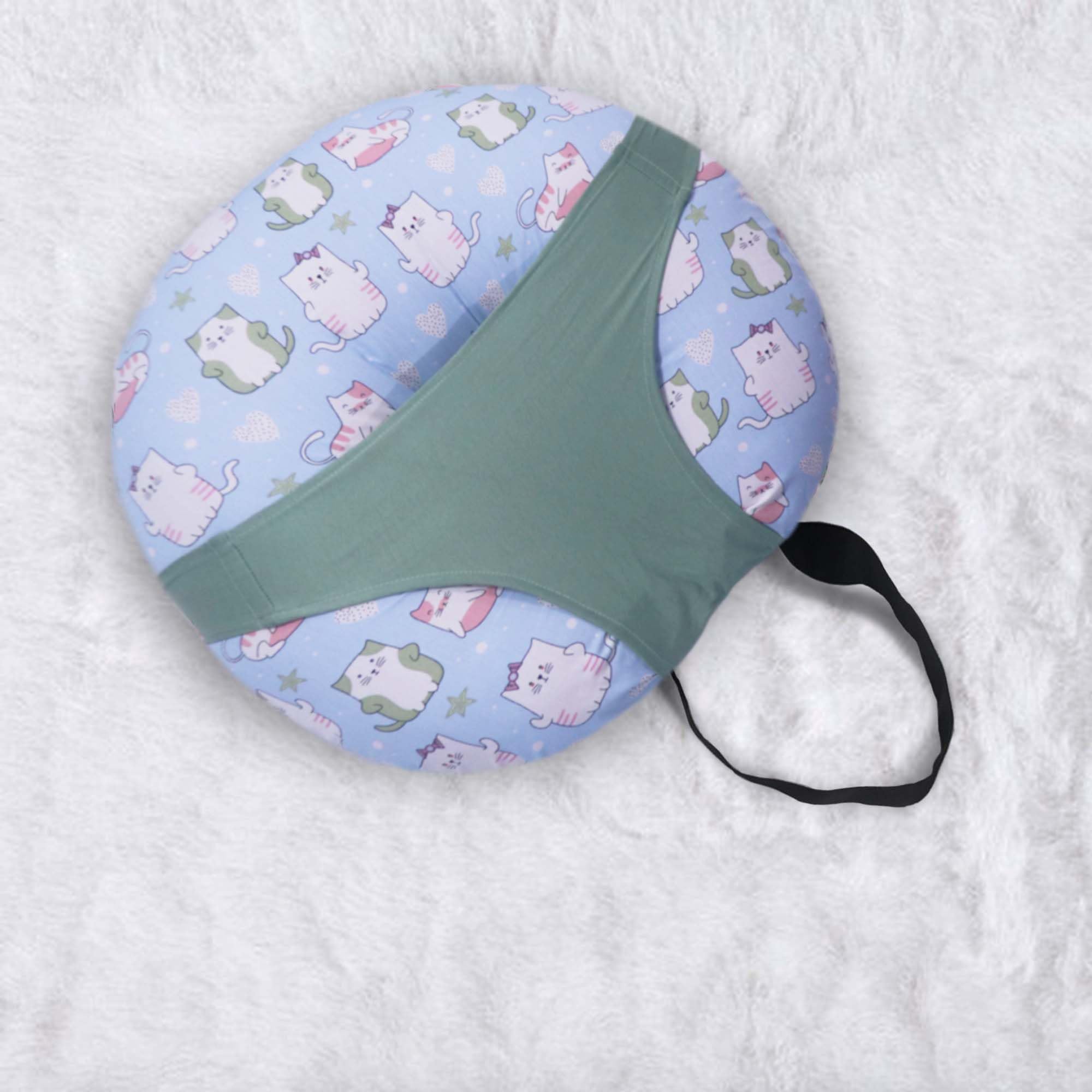 Kradyl Kroft 5in1 Baby Feeding Pillow with 100% Cotton Removable Cover | Breastfeeding Pillow | Nursing Pillow with Belt and Hoop (Kitty Love) 1