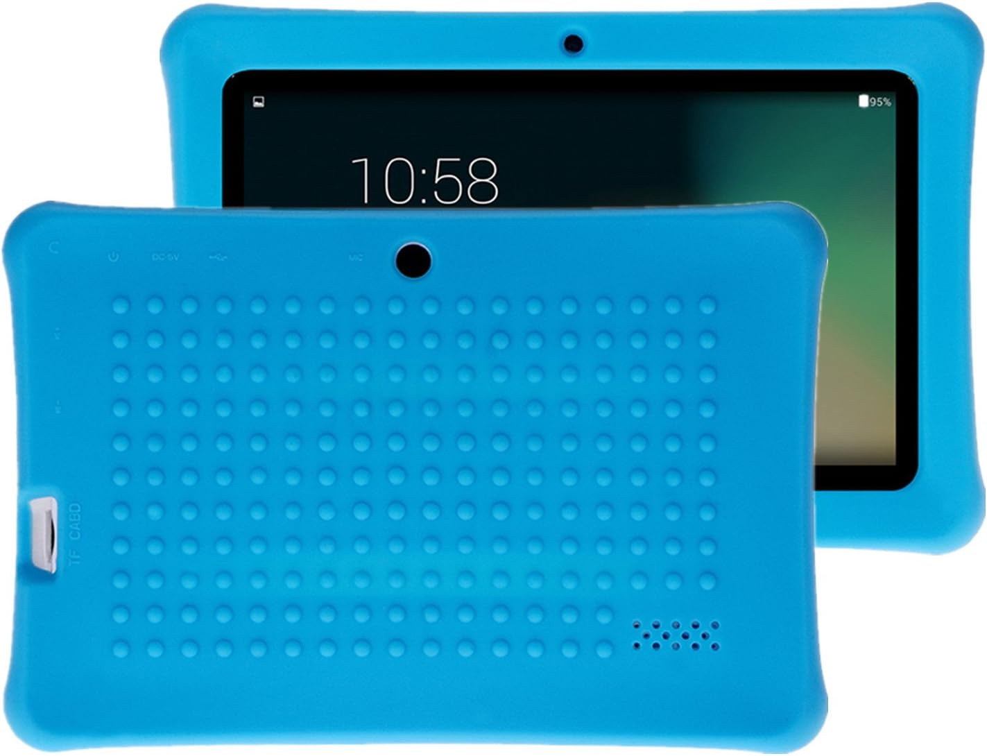 Turpro Kids' Tough Silicone Anti-slip Shockproof Defender Armor Cover Case for Chromo Inc 7 inch, Alldaymall A88X, Dragon Touch Y88X Plus/Y88X, VURU A33, NPOLE 7 Inch Tablet (Blue)