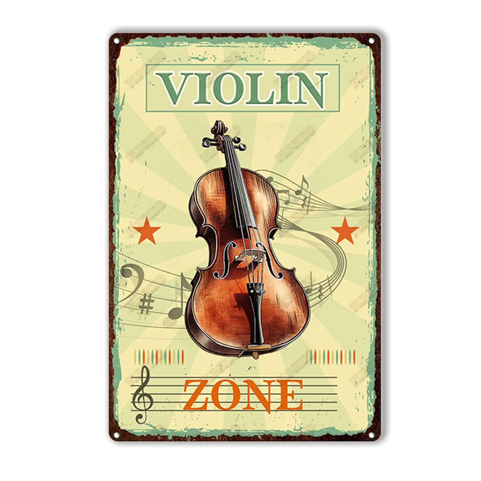 Anceky Violin Zone Signs Retro Metal Tin Sign Vintage Wall Decor for Outdoor Gate Window Backyard Home 12×16 Inch
