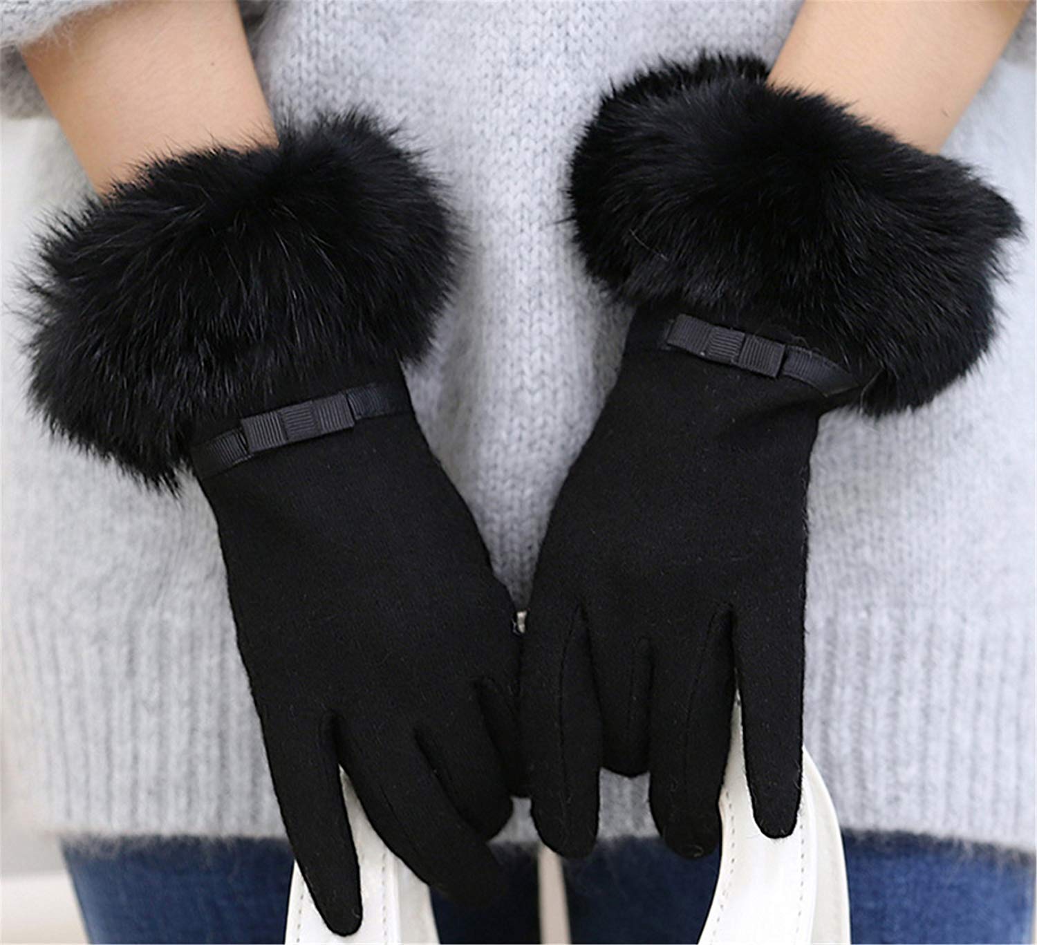 Unisex-Adult Mittens Damskie Męskie Rękawiczki Ekran Dotykowy Zimowe Proste Rękawiczki Ciepłe Efektowne Rękawiczki/Black/One Size