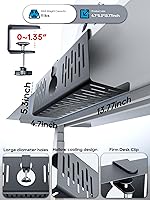 Vista 6 de NODOCA Bandeja de gestión de cables para debajo del escritorio sin perforación, gestión de cables de 14'', abrazadera sin perforaciones, bandeja