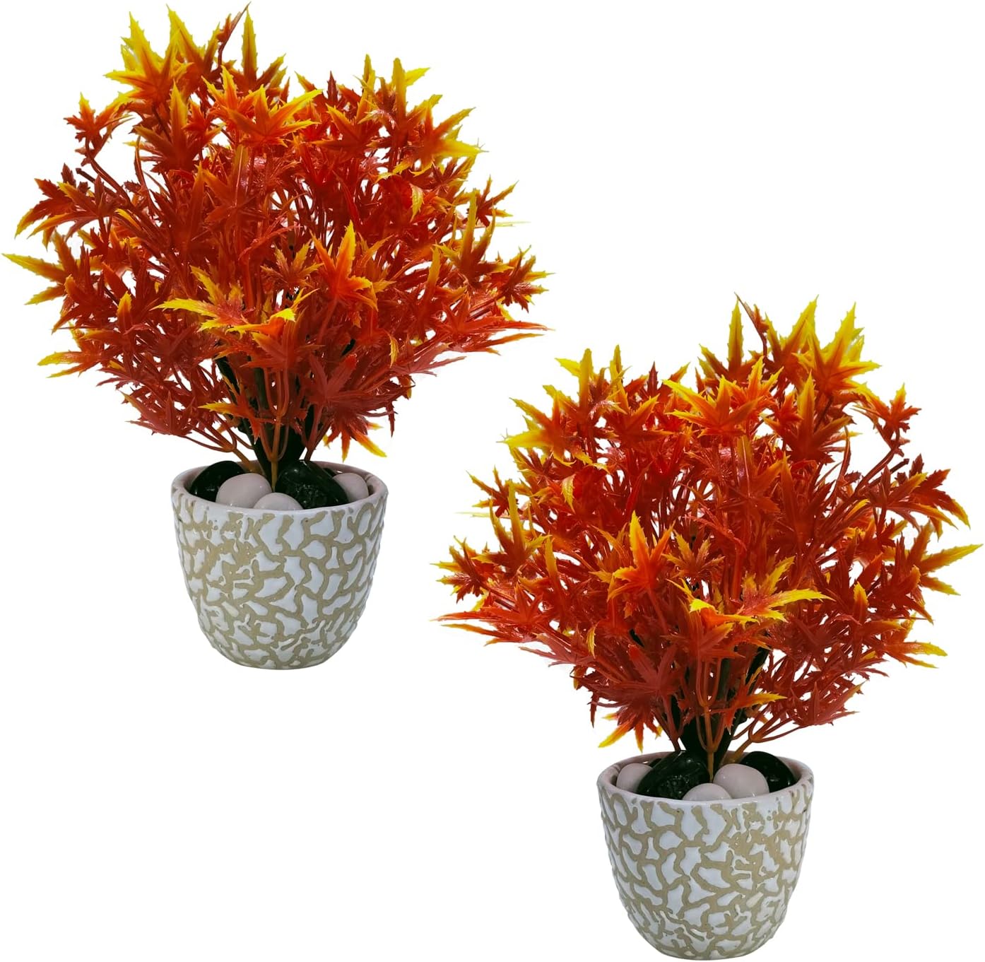 Caajib Decors | Artificial Golden Cherry Plant with Stainless Steel Pot for Home & Office Decoration