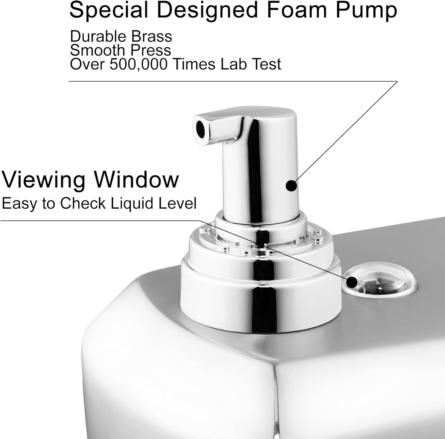 Commercial Wall Mount Stainless Steel Foam Soap Dispenser, 40 oz (1200ml) Industrial Refillable Foaming Hand Sanitizer Dispensers for Bathroom and Kitchen Brushed - Image 5