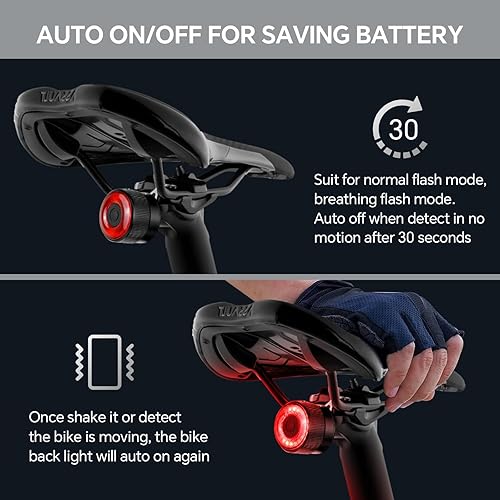 Miniatura 8 de Smart Bike Tail Lights, Brake Sensing Bicycle Rear Lights for Night Riding, Ultra Brigh LED Taillights Auto OnOff, Easy Mount Cycling Safety Brake