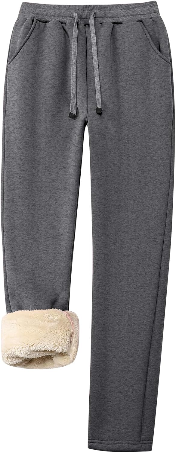 Flygo Womens Warm Fleece Pants Sherpa Lined Sweatpants Active Running Joggers Pants