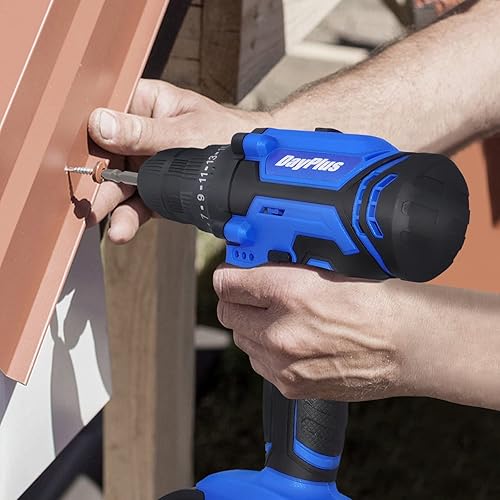 Miniatura 9 de Taladro inalámbrico de 21 V, ajuste de par de 25+1, luz LED, 2 velocidades variables, con batería de 1500 mAh y cargador, herramienta de bricolaje,