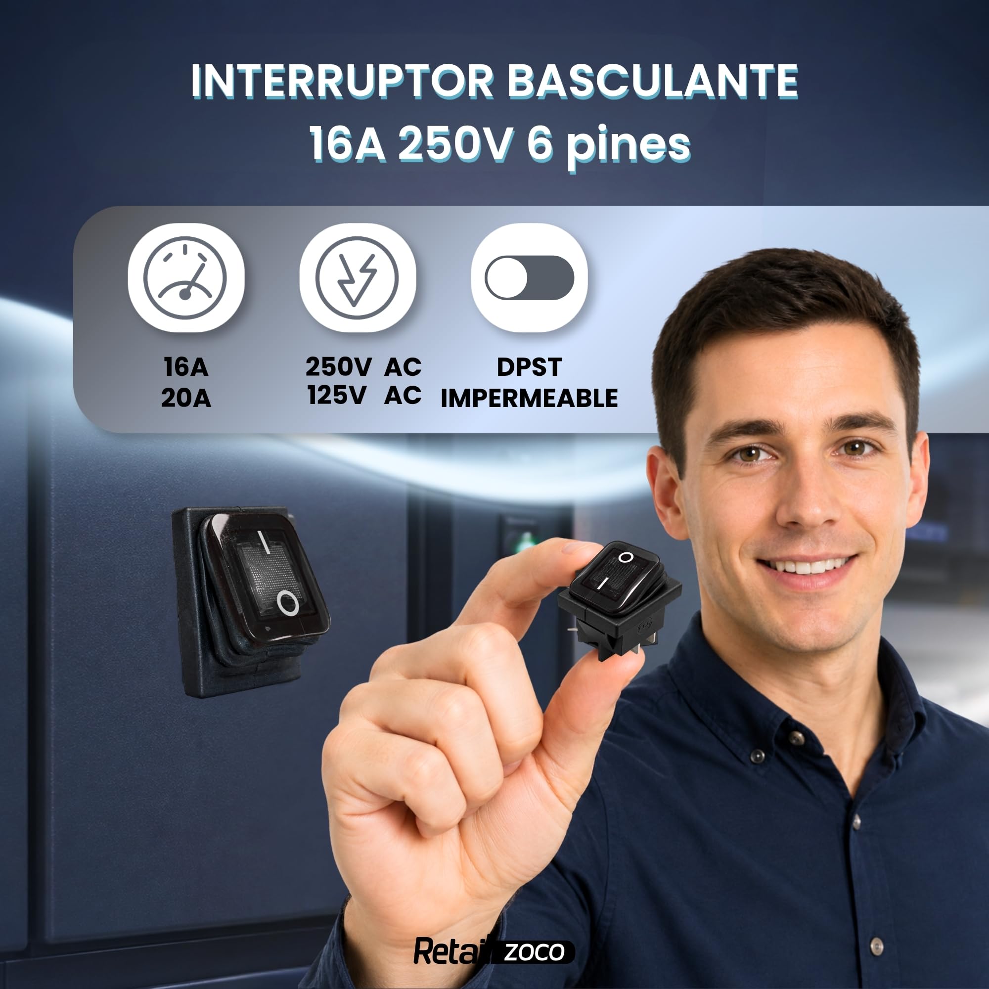 Interruptor Basculante DPST ON/OFF 4 pin, Negro sin LED, 5 Unidades - imagen 3