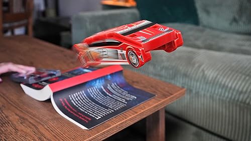 Miniatura 8 de FLAT 2 FAST Original Stunt Card Racer - Lanzador de autos planos y bolsillo con botón integrado para lanzamiento de acrobacias y carreras - Compacto