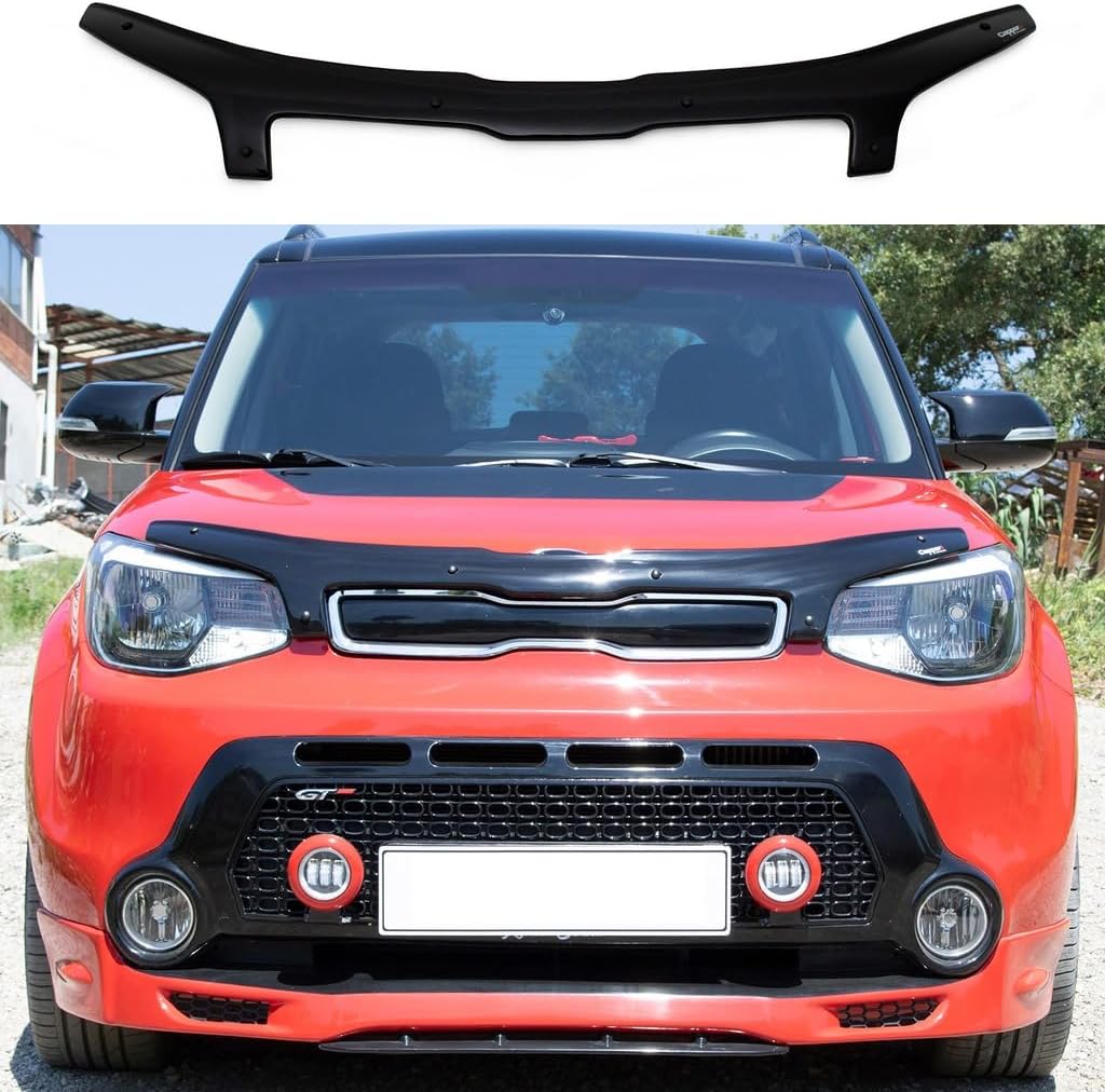 For Kia Soul 2015 2016 2017 2018 2019 2020 Bonnet Protector Guard Front Bug Shield Hood Deflector Hood Stone Hood Shields Piano Black