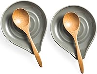 Vista 1 de LAUCHUH Soporte de cuchara de cerámica para la parte superior de la estufa, soporte para cuchara grande, soporte para cuchara para encimera de Gris