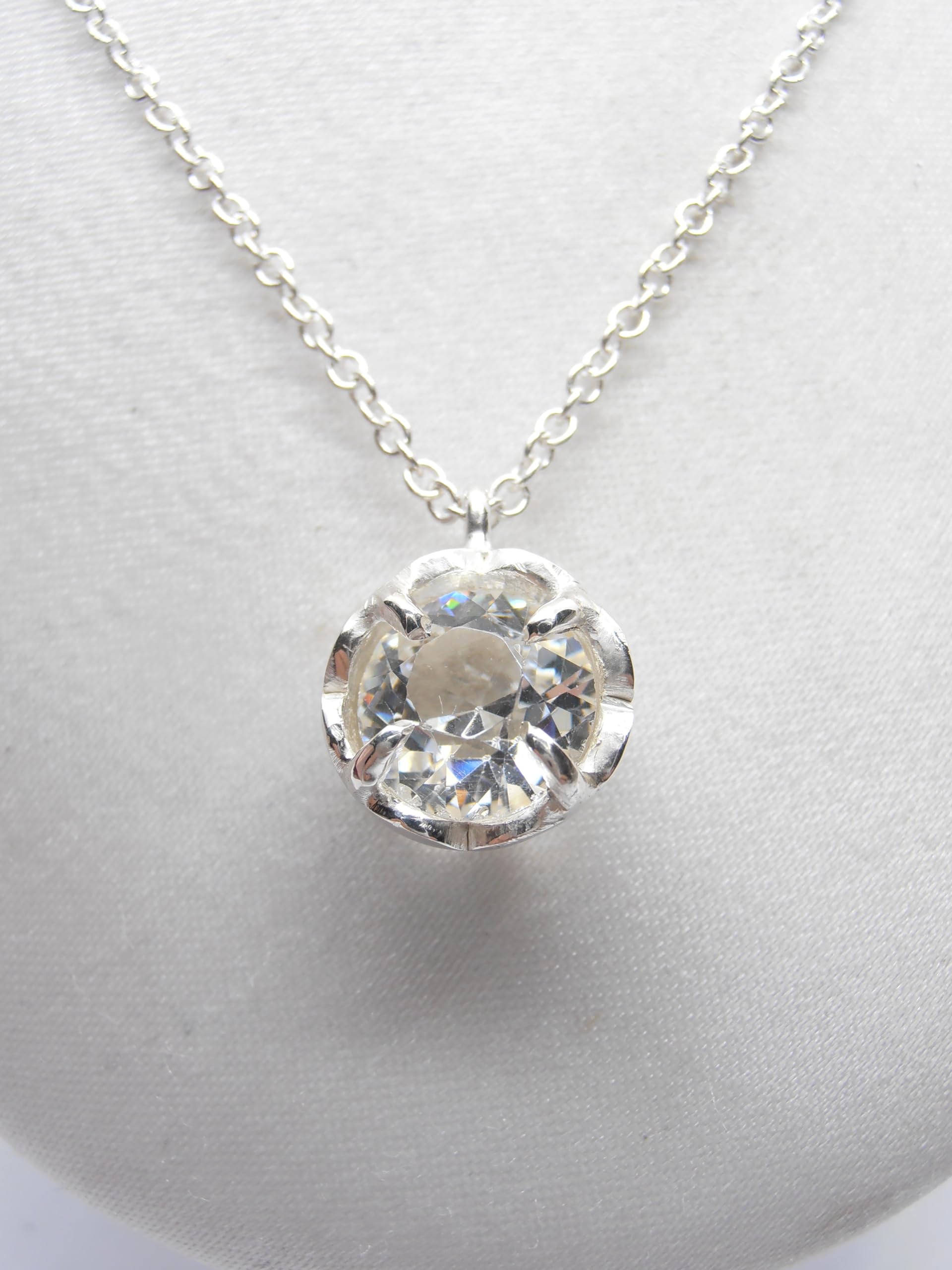 Punto Luce : Girocollo e Ciondolo in Argento 925 con Zircone taglio Brillante - Pendente - Catenina - Collana Pietra Semi-Preziosa