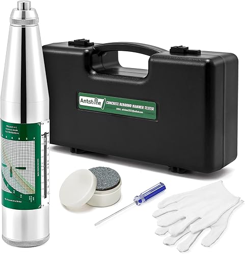 Antstone Probador de martillo de rebote concreto Martillo Schmidt Hammer Medidor de prueba de resistencia mecánica 10-60Mpa (1450-8702psi)