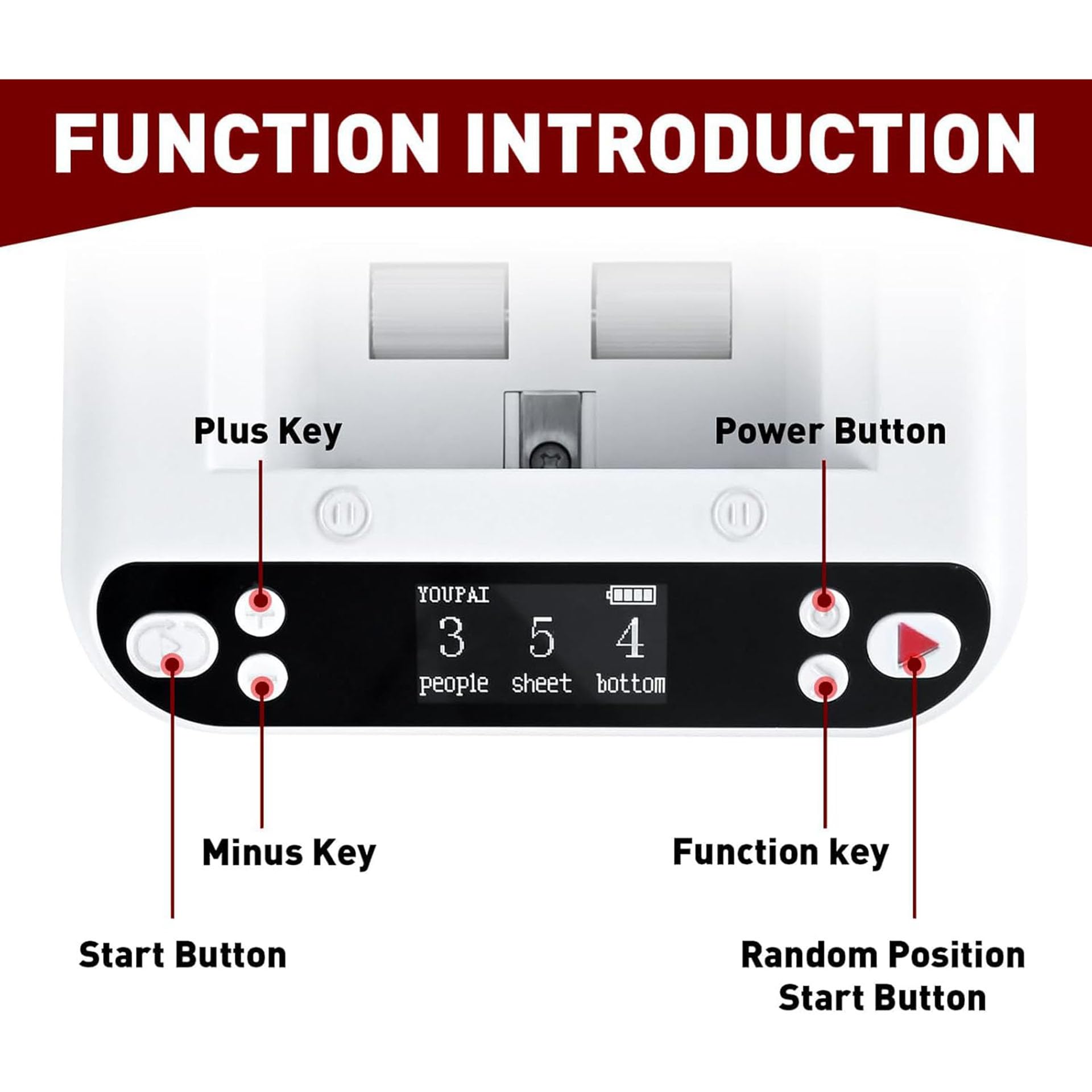 Distributeur de Cartes Entièrement Automatique, Machine à Distribuer les Cartes Rotative à 360 avec 4 Boutons Sans Fil, Batterie Rechargeable 5000MAH Intégrée, pour UNO, Blackjack, Texas Hold'em