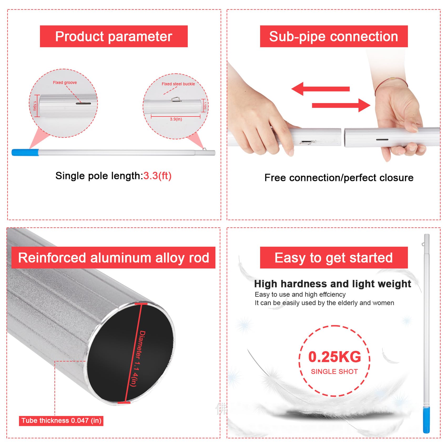 Barra de limpieza de ventanas extensible (3-12 m) – Limpiador multiusos de paneles solares y techos con cepillo de 35 cm para ventanas, terrazas y zonas de difícil acceso