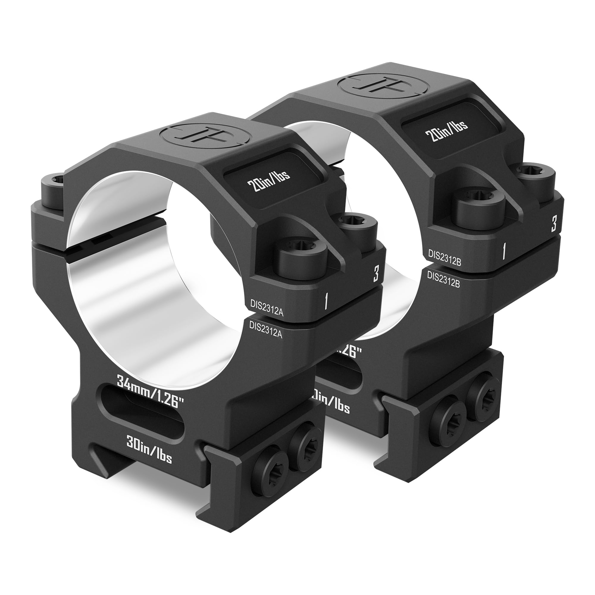 7075 Series Aluminum 30mm 34mm 1 inch Scope Rings, High Precision Pre-lapped Picatinny Scope Rings, Medium/High/Low Profile Scope Mount for Picatinny Rail
